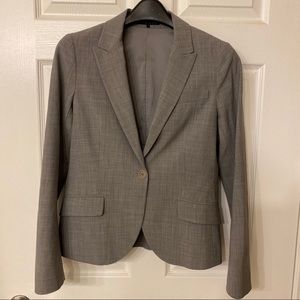 Theory Women Grey Wool Fitted Pattern Blazer 10